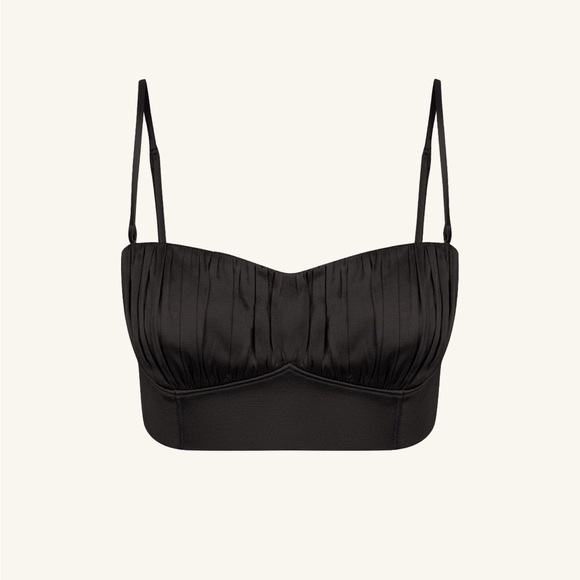 NWT Shona Joy La Lune Corded Ruched Bralette - Black - Size 2 - Picture 2 of 9